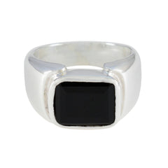 Black Onyx Solitaire African Silver Black Gemstone Essential  Abstract Ring Jewelry