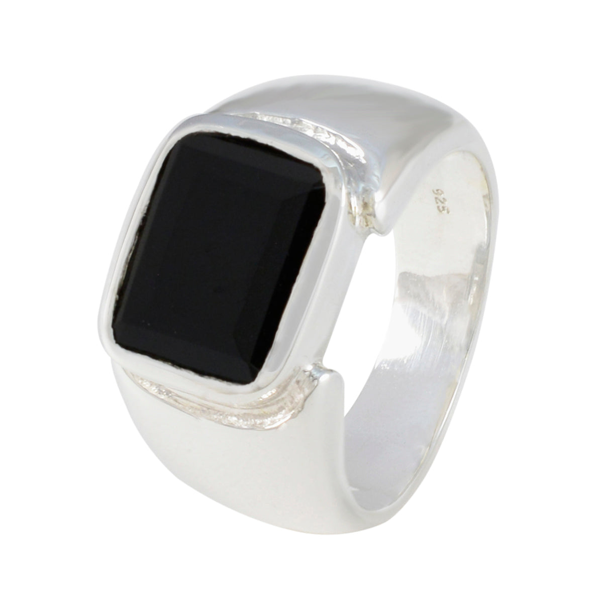 Zwarte Onyx Solitaire Afrikaanse Zilveren Zwarte Edelsteen Essentiële Abstracte Ring Sieraden Secundaire afbeelding