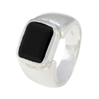 Black Onyx Solitaire African Silver Black Gemstone Essential  Abstract Ring Jewelry