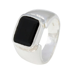 Black Onyx Solitaire African Silver Black Gemstone Essential  Abstract Ring Jewelry