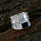 Black Onyx Solitaire German Sterling Silver Black Gemstones Statement Victorian Ring Jewelry