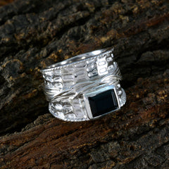 Black Onyx Solitaire German Sterling Silver Black Gemstones Statement Victorian Ring Jewelry