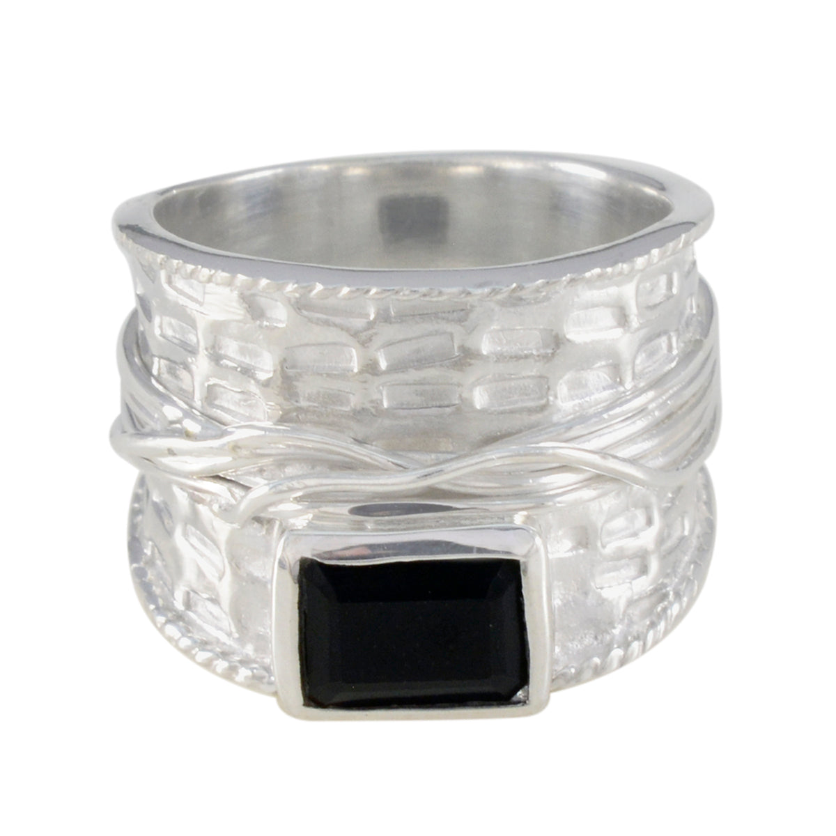 Black Onyx Solitaire German Sterling Silver Black Gemstones Statement Victorian Ring Jewelry