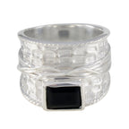 Black Onyx Solitaire German Sterling Silver Black Gemstones Statement Victorian Ring Jewelry