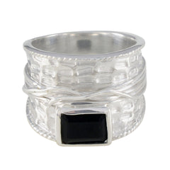 Black Onyx Solitaire German Sterling Silver Black Gemstones Statement Victorian Ring Jewelry