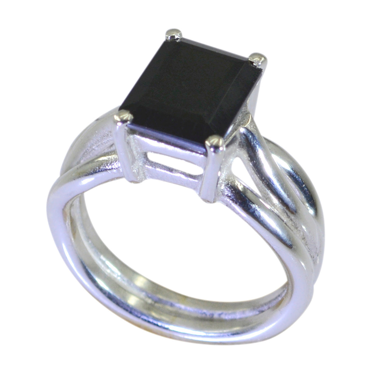 Black Onyx Solitaire Moroccan Sterling Silver Black Gems Minimal Feminine Ring Jewelry Hoofdafbeelding