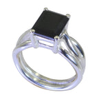 Black Onyx Solitaire Moroccan Sterling Silver Black Gems Minimal Feminine Ring Jewelry