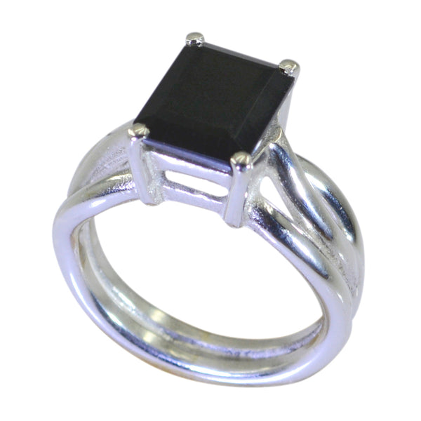 Black Onyx Solitaire Moroccan Sterling Silver Black Gems Minimal Feminine Ring Jewelry