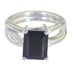 Black Onyx Solitaire Moroccan Sterling Silver Black Gems Minimal Feminine Ring Jewelry