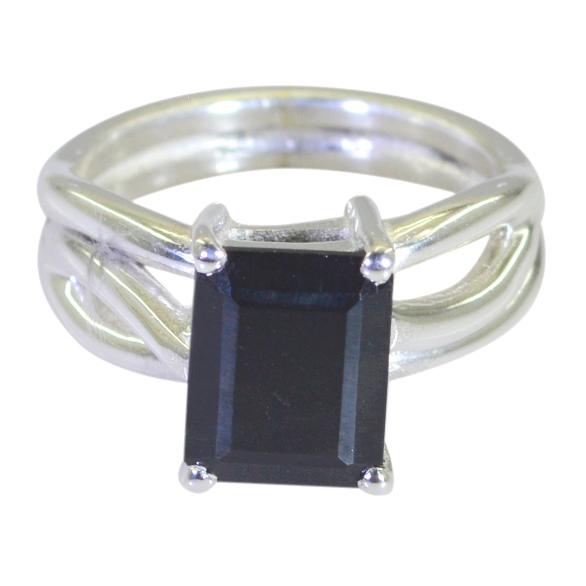 Black Onyx Solitaire Moroccan Sterling Silver Black Gems Minimal Feminine Ring Jewelry