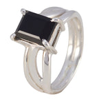 Black Onyx Solitaire Moroccan Sterling Silver Black Gems Minimal Feminine Ring Jewelry