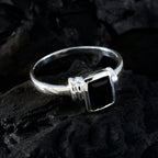 Black Onyx Solitaire Japanese 925 Sterling Silver Black Gems Dainty Modern Ring Jewellery