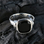 Black Onyx Solitaire Moroccan 925 Silver Black Gems Eye catching Signet Ring Jewelry
