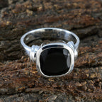 Black Onyx Solitaire Moroccan 925 Silver Black Gems Eye catching Signet Ring Jewelry