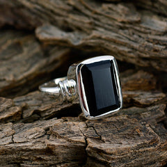 Black Onyx Solitaire German 925 Silver Black Gemstone Eye catching Signet Ring Jewelry