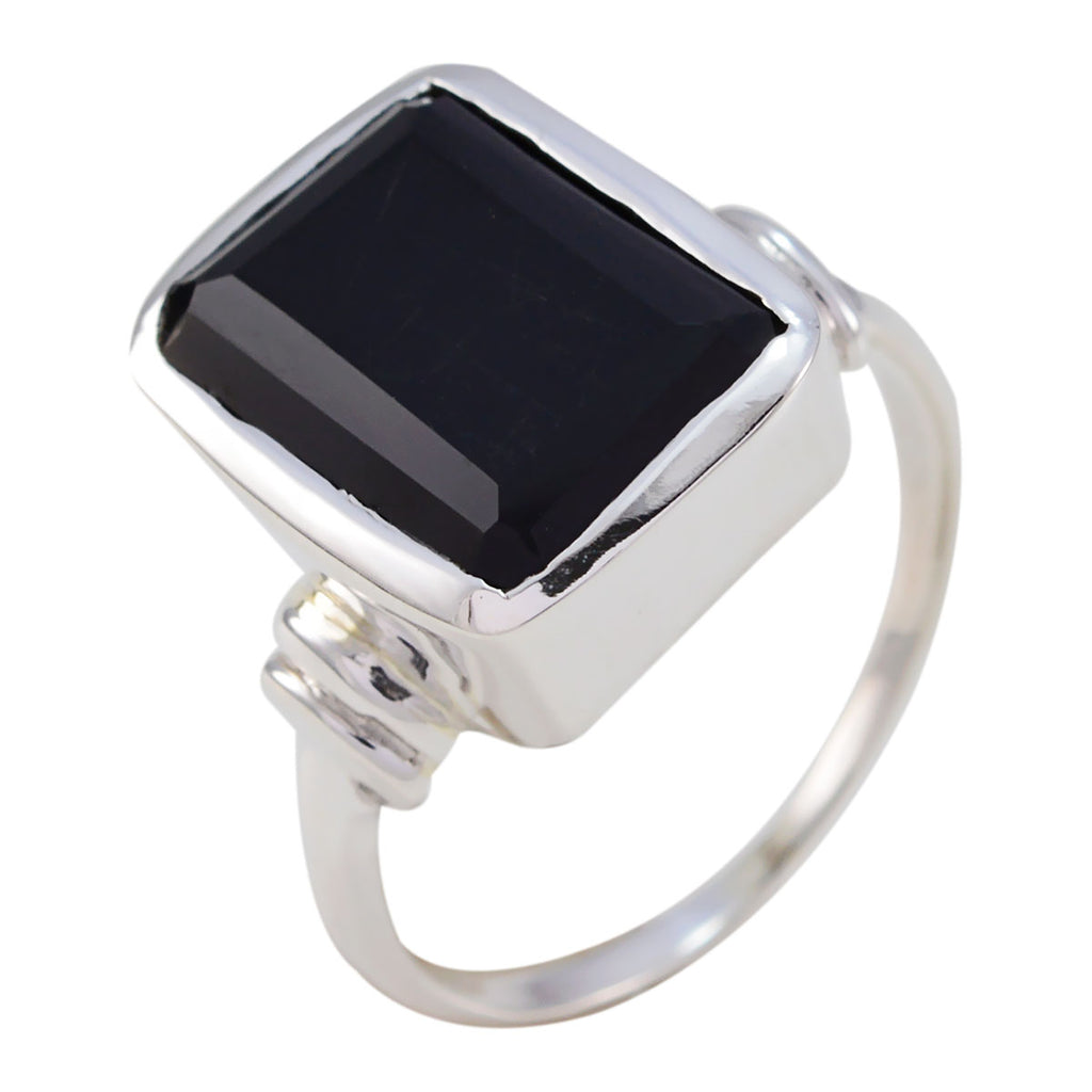 Black Onyx Solitaire German 925 Silver Black Gemstone Eye catching Signet Ring Jewelry