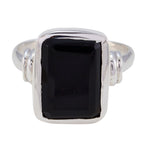 Black Onyx Solitaire German 925 Silver Black Gemstone Eye catching Signet Ring Jewelry