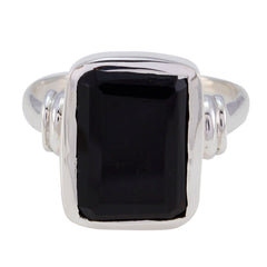Black Onyx Solitaire German 925 Silver Black Gemstone Eye catching Signet Ring Jewelry