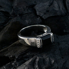 Black Onyx Solitaire Indian Silver Black Gems Classic Romantic Ring Jewellery
