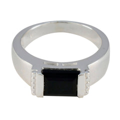 Black Onyx Solitaire Indian Silver Black Gems Classic Romantic Ring Jewellery