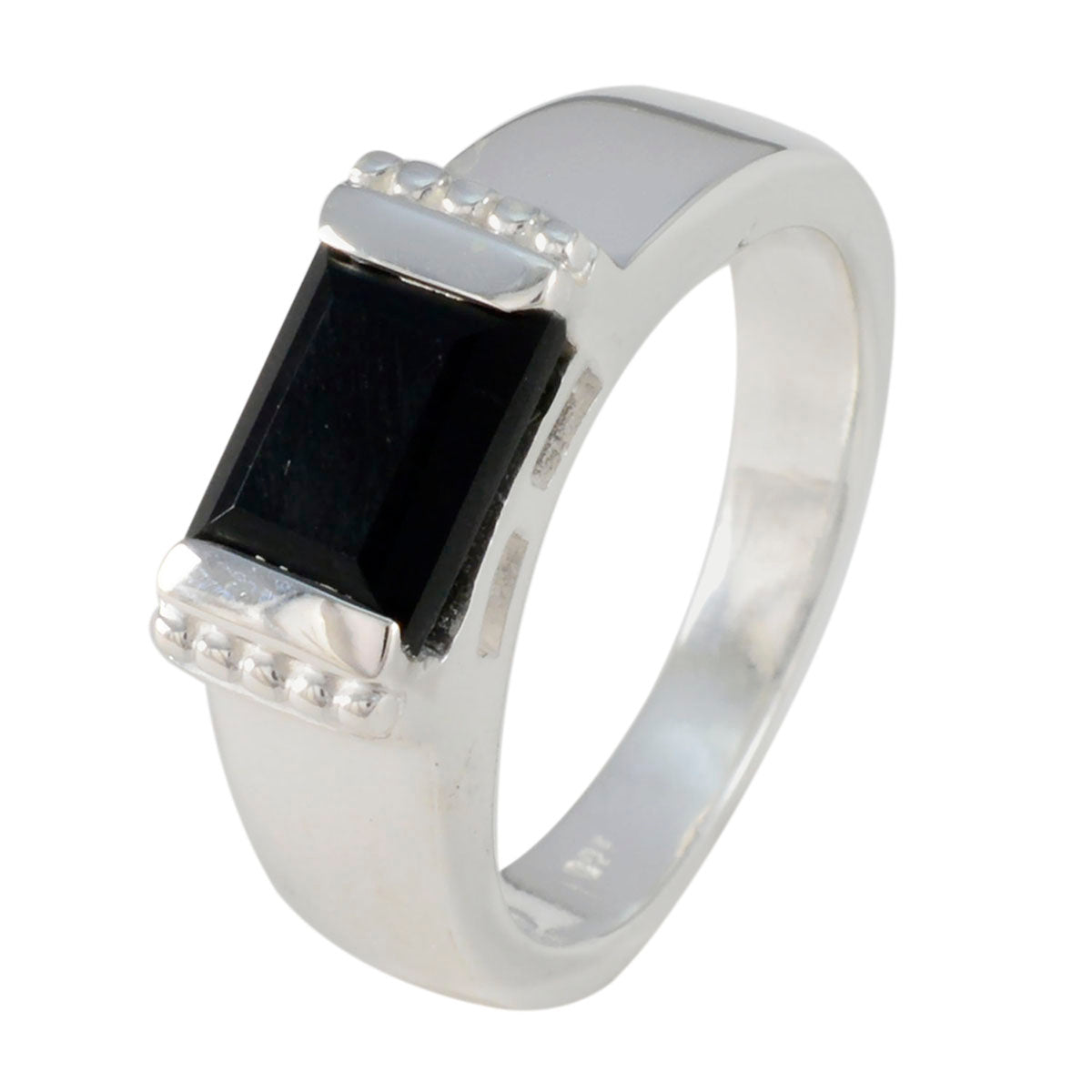 Zwarte Onyx Solitaire Indiaas Zilver Zwarte Edelstenen Klassieke Romantische Ring Sieraden Secundaire afbeelding