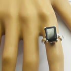 Black Onyx Solitaire African 925 Sterling Silver Black Gems Mid weight Feminine Ring Jewelry