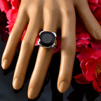 Black Onyx Solitaire German 925 Sterling Silver Black Gemstone Edgy Signet Ring Jewelry