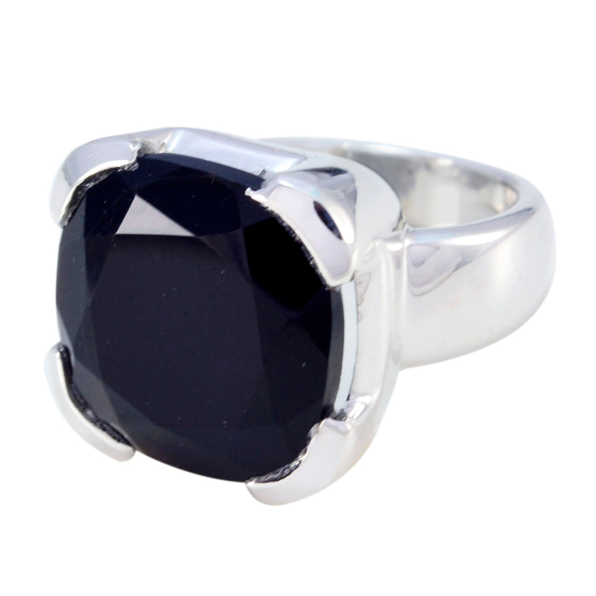Black Onyx Solitaire German 925 Sterling Silver Black Gemstone Edgy Signet Ring Jewelry