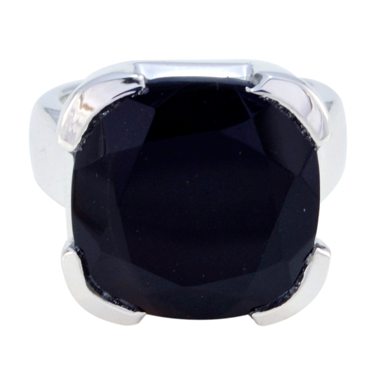 Svart Onyx Solitaire Tysk 925 Sterling Silver Svart Ädelsten Edgy Signetring Smycken Sekundär produktbild
