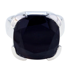 Black Onyx Solitaire German 925 Sterling Silver Black Gemstone Edgy Signet Ring Jewelry