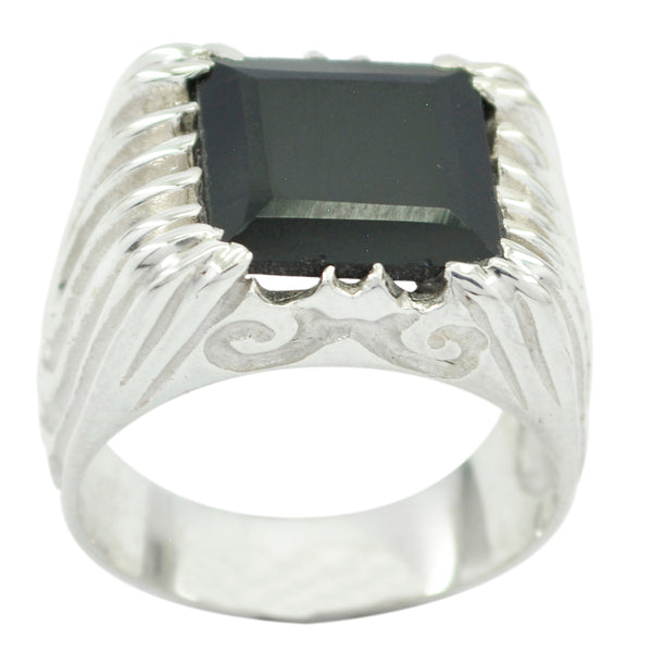 Black Onyx Solitaire Spanish 925 Sterling Silver Black Gems Chunky Armor Ring Jewellery