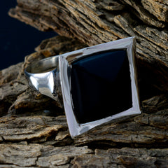 Black Onyx Solitaire Egyptian Silver Black Gems Chunky Retro Ring Jewellery