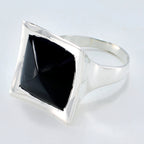 Black Onyx Solitaire Egyptian Silver Black Gems Chunky Retro Ring Jewellery