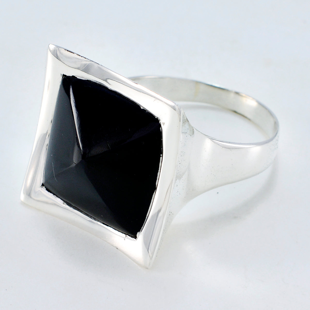 Black Onyx Solitaire Egyptian Silver Black Gems Chunky Retro Ring Jewellery
