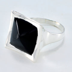 Black Onyx Solitaire Egyptian Silver Black Gems Chunky Retro Ring Jewellery