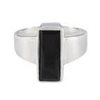 Black Onyx Solitaire French 92.5 Silver Black Gemstones Eye catching Contemporary Ring Jewellery