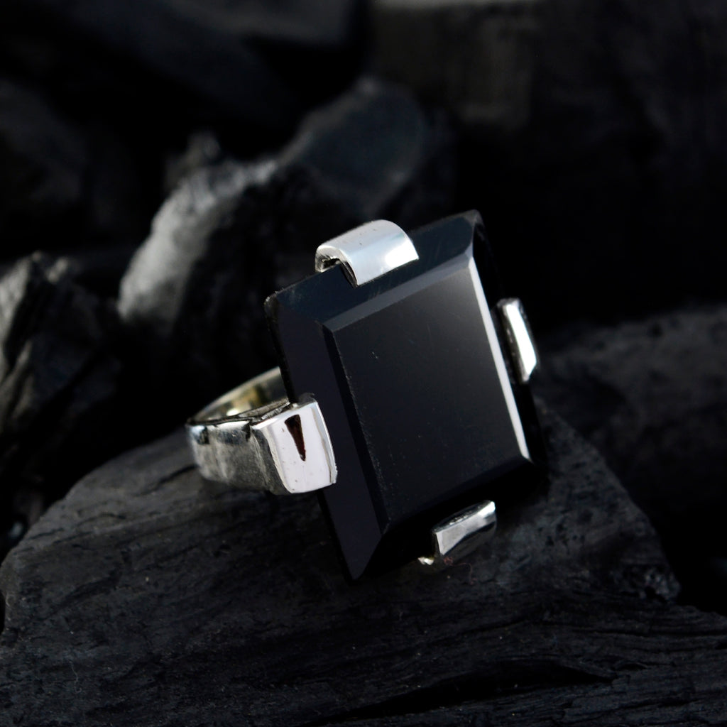 Black Onyx Solitaire Spanish 925 Sterling Silver Black Gemstone Chunky Artisan Ring Jewellery