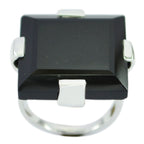 Black Onyx Solitaire Spanish 925 Sterling Silver Black Gemstone Chunky Artisan Ring Jewellery