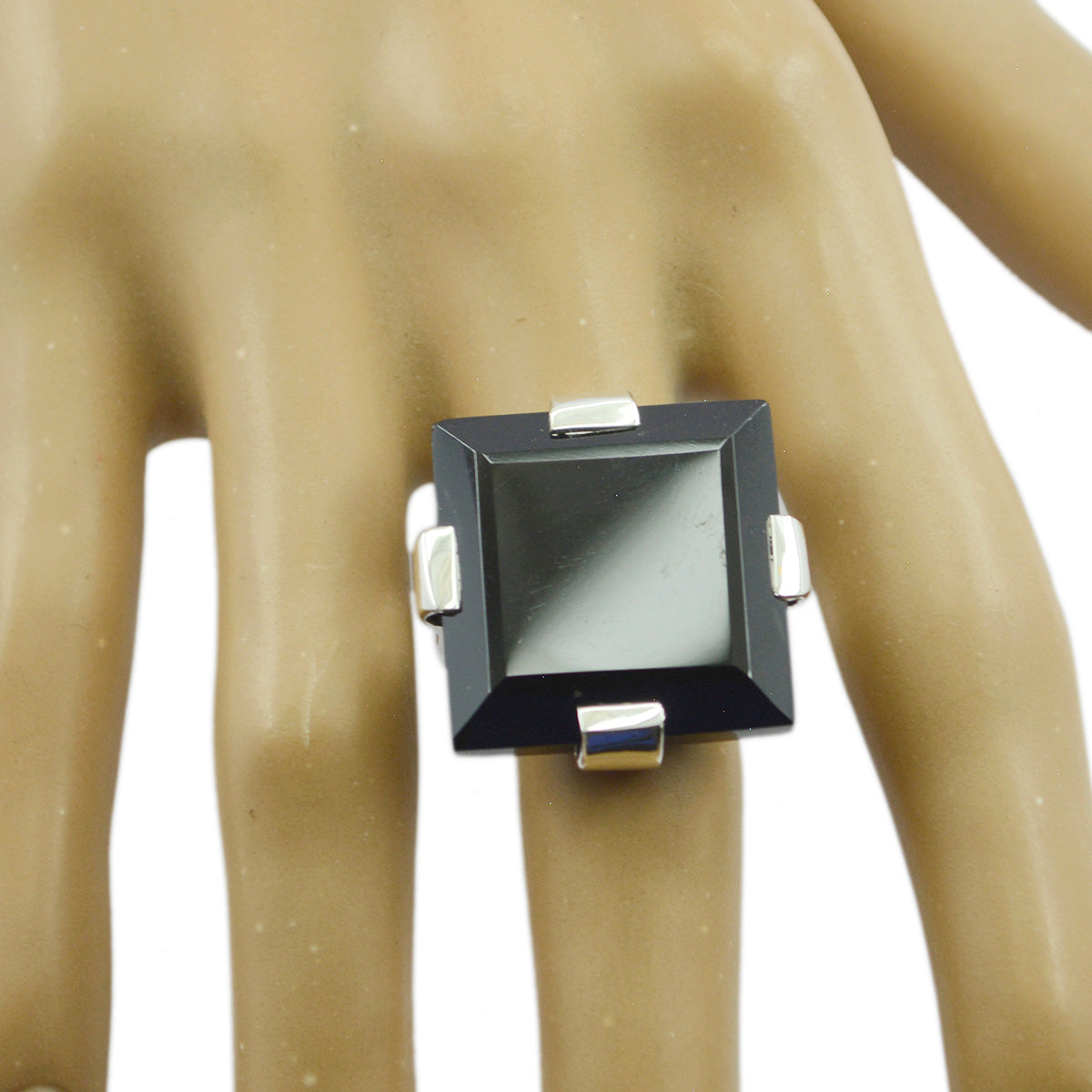 Black Onyx Solitaire Spanish 925 Sterling Silver Black Gemstone Chunky Artisan Ring Jewellery Secondary image