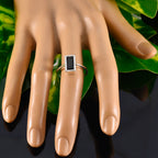 Black Onyx Solitaire French Sterling Silver Black Gems Featherlight Trendy Ring Jewelry