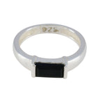Black Onyx Solitaire Korean 925 Sterling Silver Black Gemstone Whisper thin Abstract Ring Jewellery