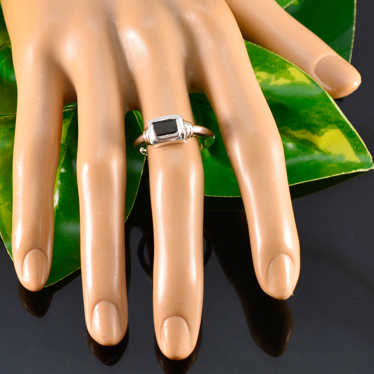 Black Onyx Solitaire Turkish 925 Silver Black Gems Whisper thin Sophisticated Ring Jewellery