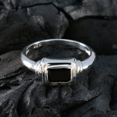 Black Onyx Solitaire Turkish 925 Silver Black Gems Whisper thin Sophisticated Ring Jewellery
