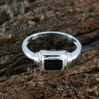 Black Onyx Solitaire Turkish 925 Silver Black Gems Whisper thin Sophisticated Ring Jewellery