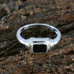 Black Onyx Solitaire Turkish 925 Silver Black Gems Whisper thin Sophisticated Ring Jewellery
