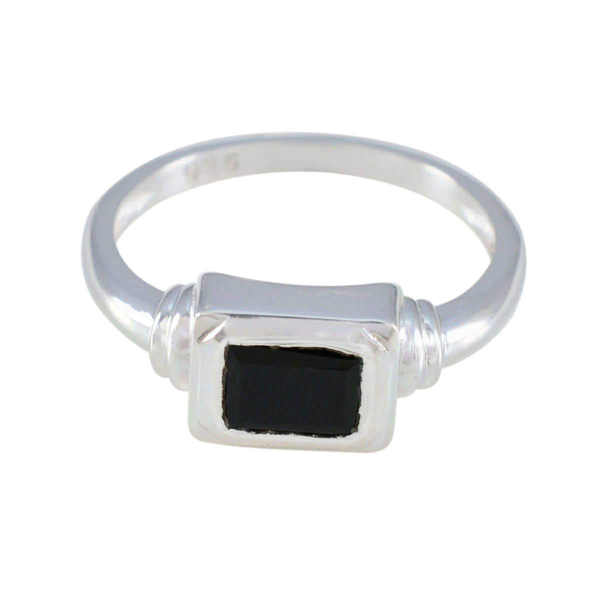 Black Onyx Solitaire Turkish 925 Silver Black Gems Whisper thin Sophisticated Ring Jewellery Immagine principale del prodotto