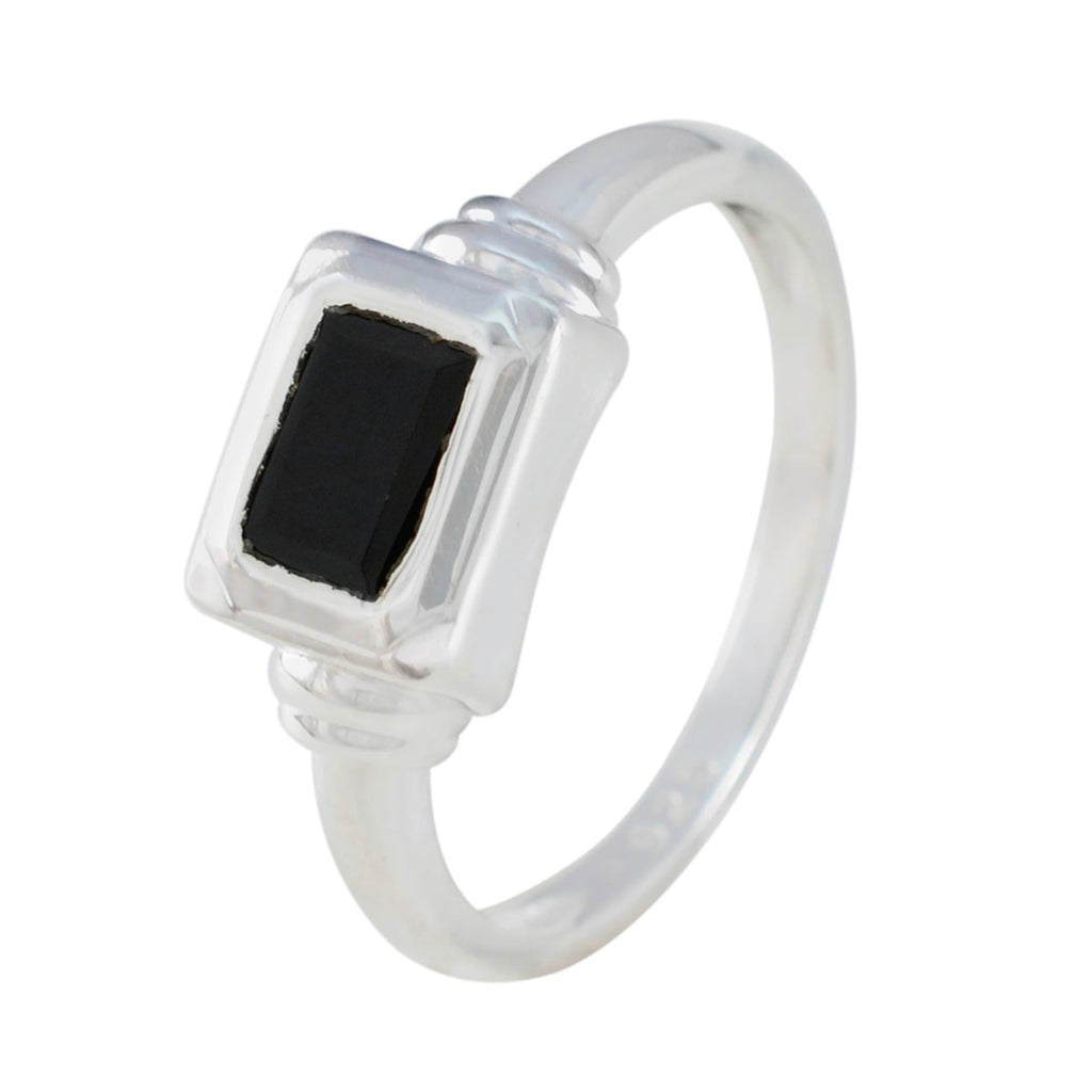 Black Onyx Solitaire Turkish 925 Silver Black Gems Whisper thin Sophisticated Ring Jewellery