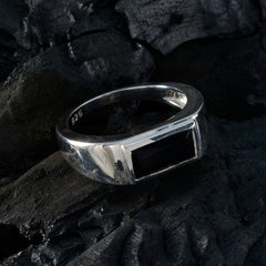 Black Onyx Solitaire Egyptian 925 Silver Black Gemstone Tiny Cultural Ring Jewellery