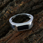 Black Onyx Solitaire Egyptian 925 Silver Black Gemstone Tiny Cultural Ring Jewellery