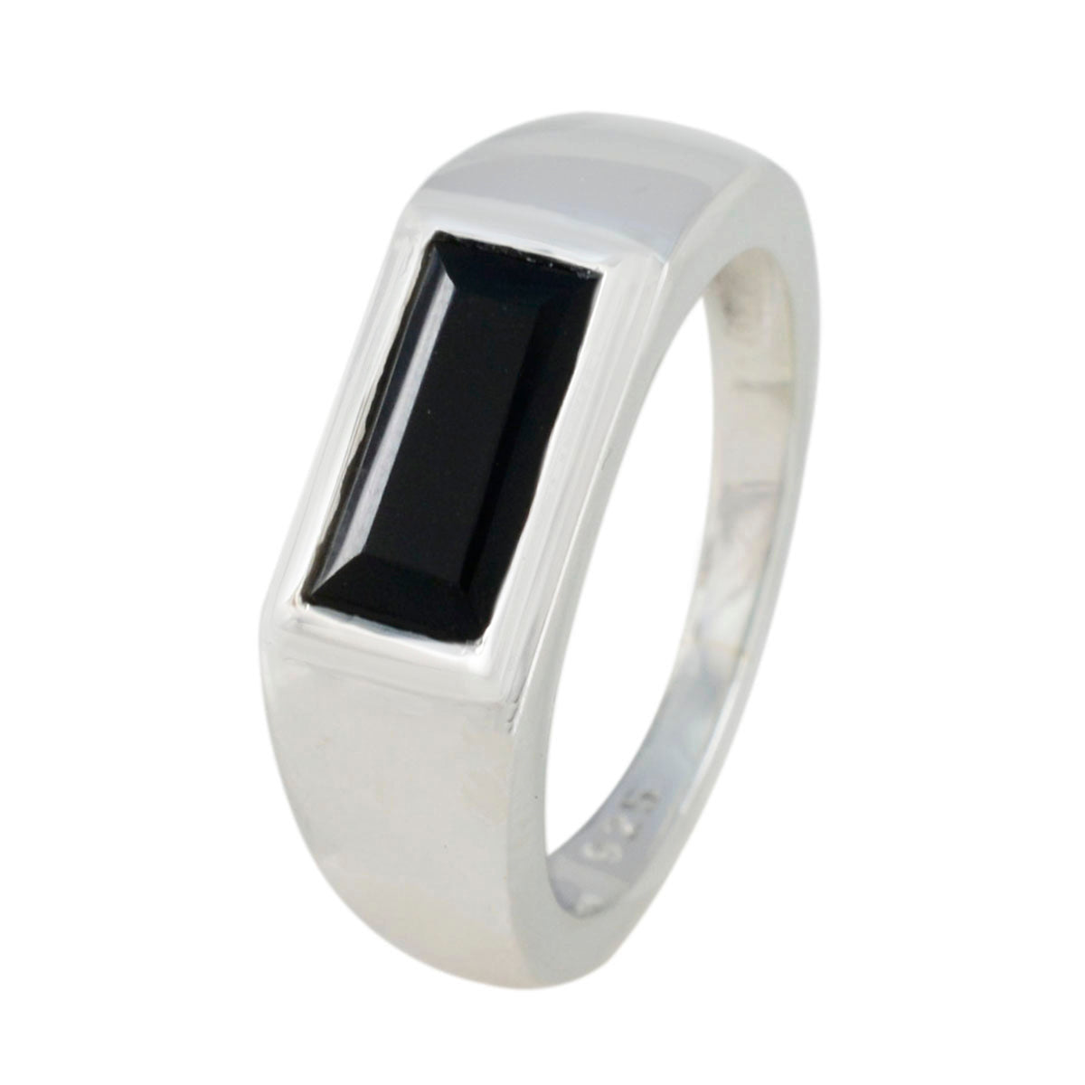 Black Onyx Solitaire Egyptian 925 Silver Black Gemstone Tiny Cultural Ring Jewellery